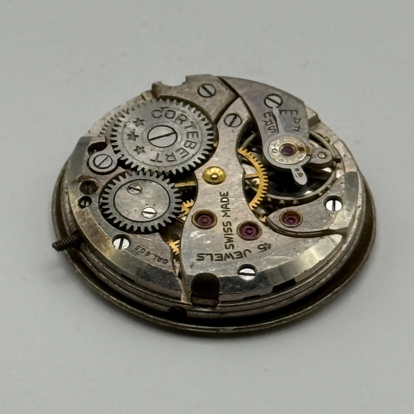 Cortebert Cal 665 Watch Movement 15 Jewels Sub Seconds Manual Wind Parts 25.3mm