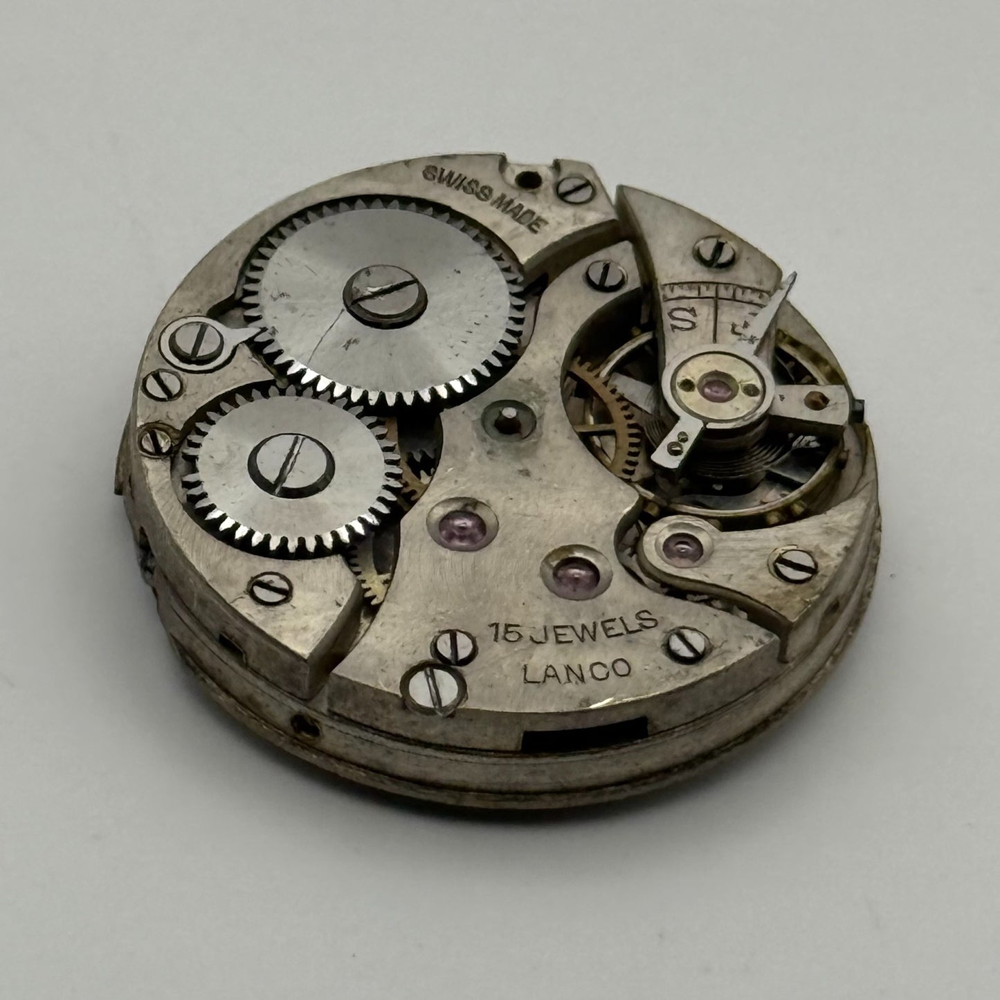 Lanco Trench 15 Jewels Watch Movement Manual Wind Vintage Parts Repair 24.3mm