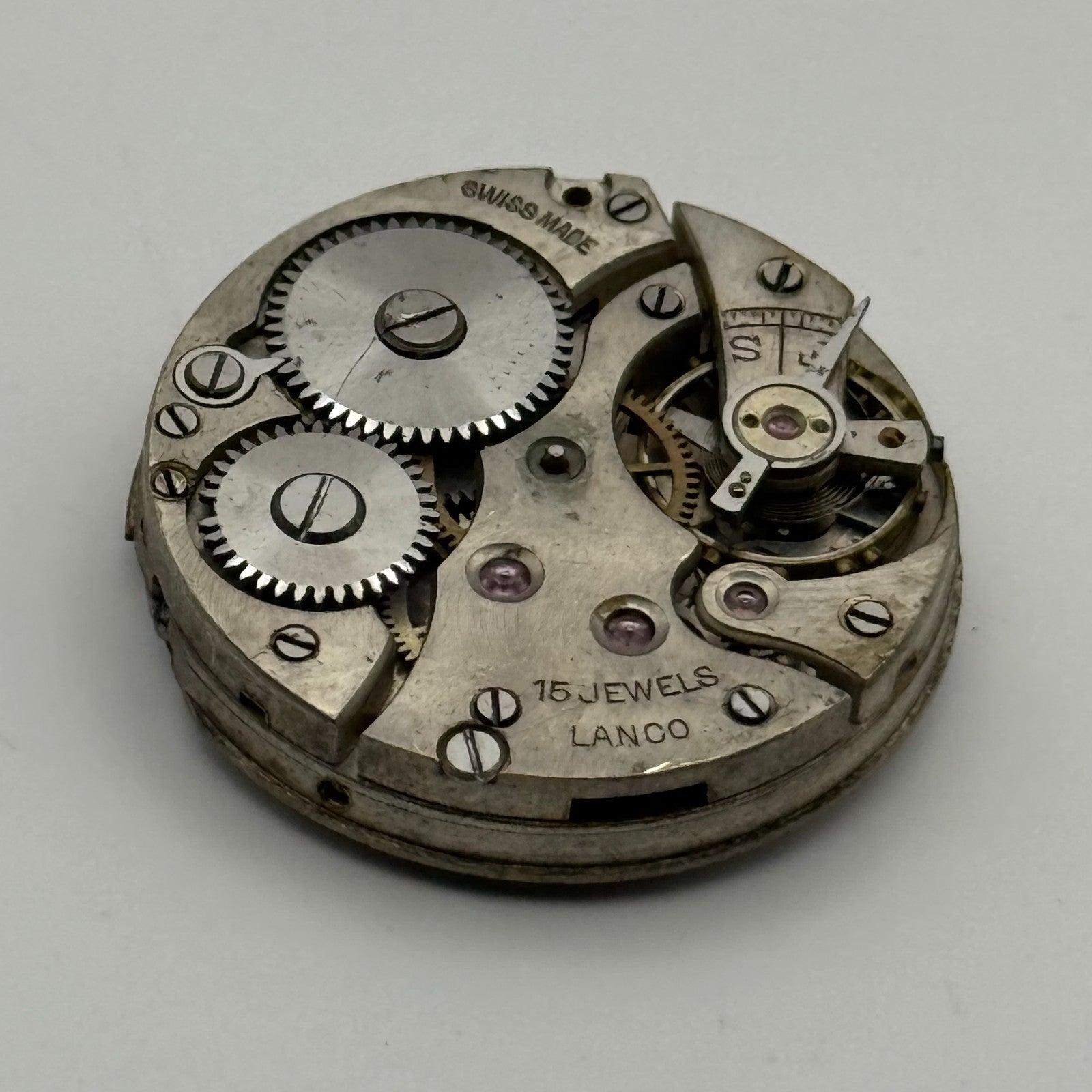 Lanco Trench 15 Jewels Watch Movement Manual Wind Vintage Parts Repair 24.3mm