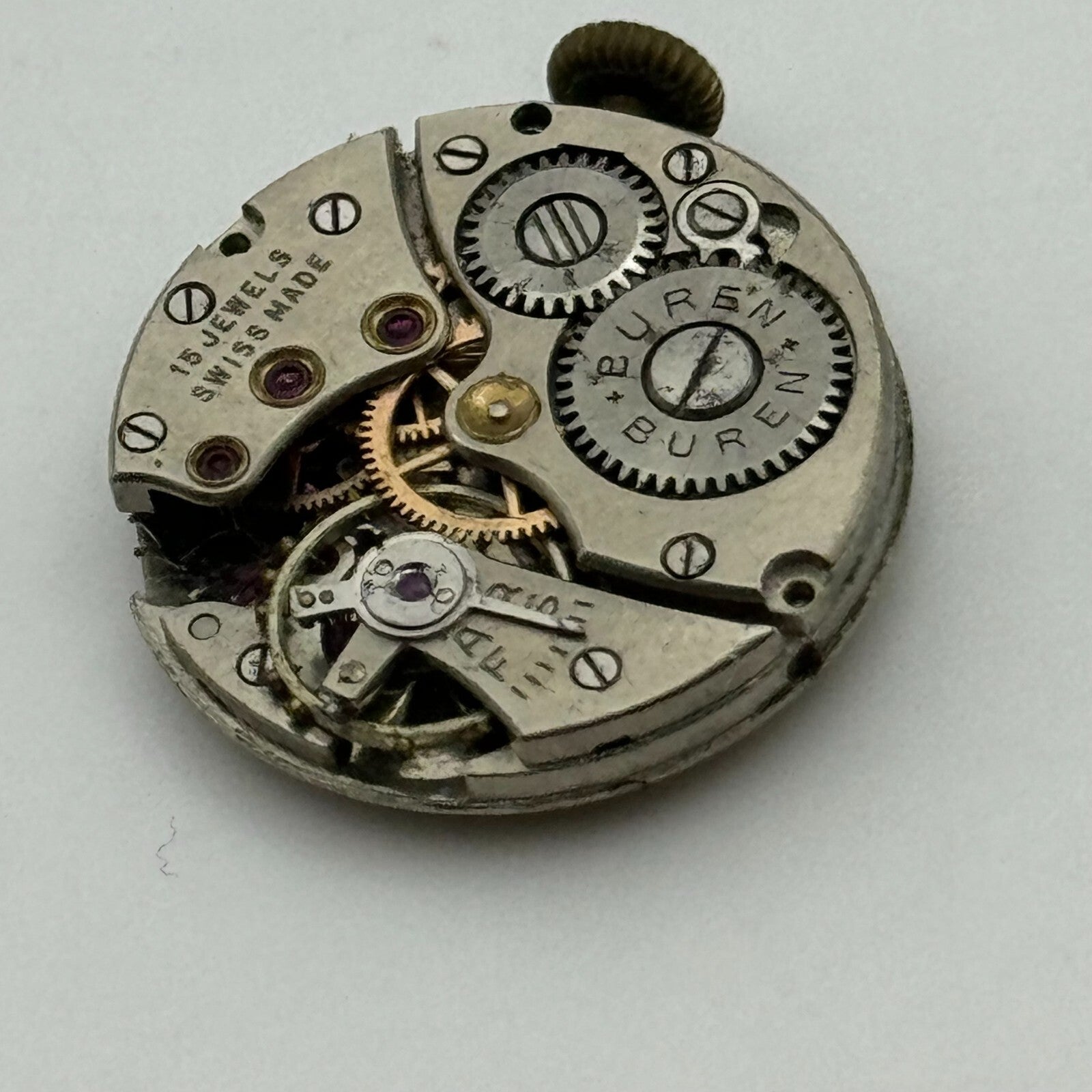 19.6mm Running Buren Cal 355 Manual Wind Swiss Watch Movement Vintage PARTS