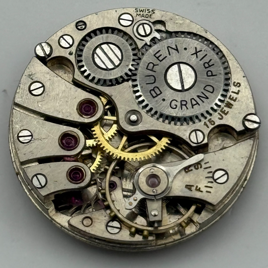 Buren 410 Grand Prix Watch Movement Manual Wind Vintage Parts Repair 23.6mm