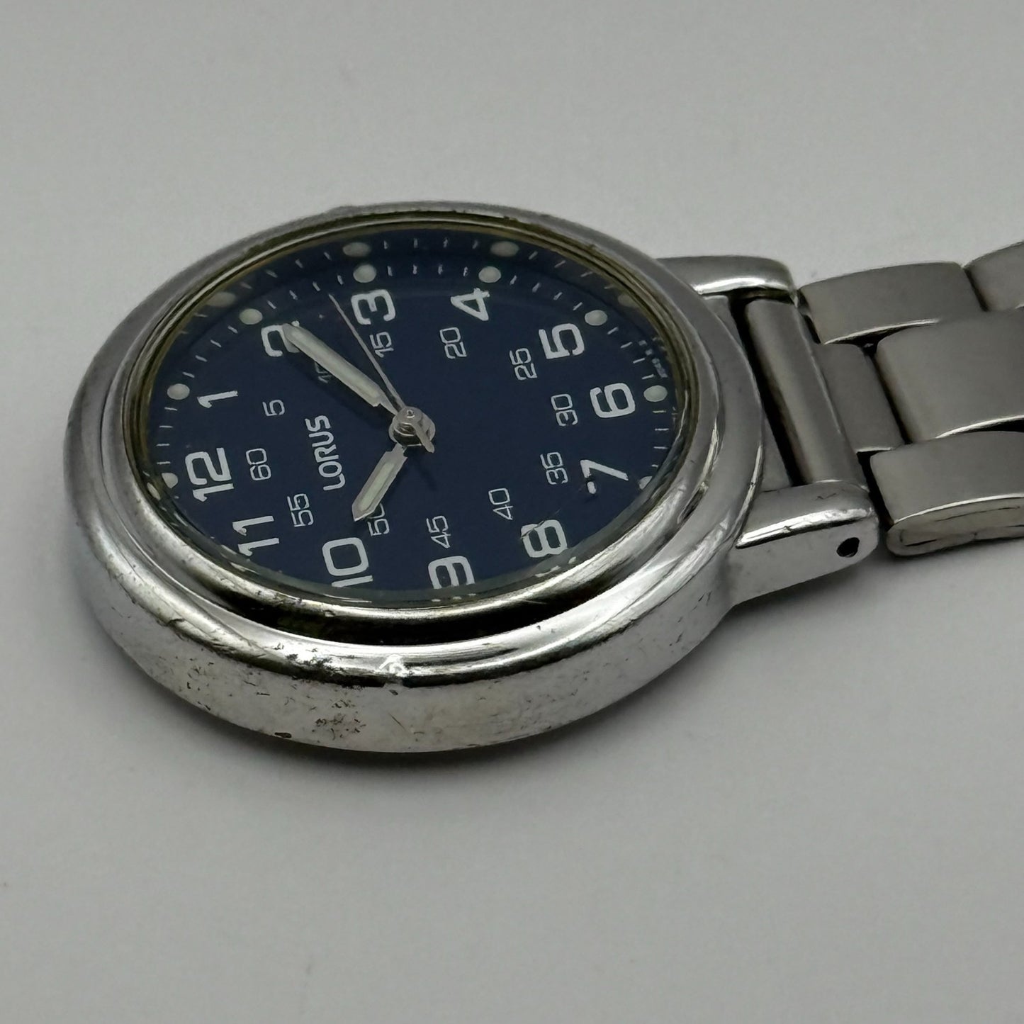 Lorus Quartz Fob Nurse Watch Blue Dial Stainless Steel Japan Working 29mm