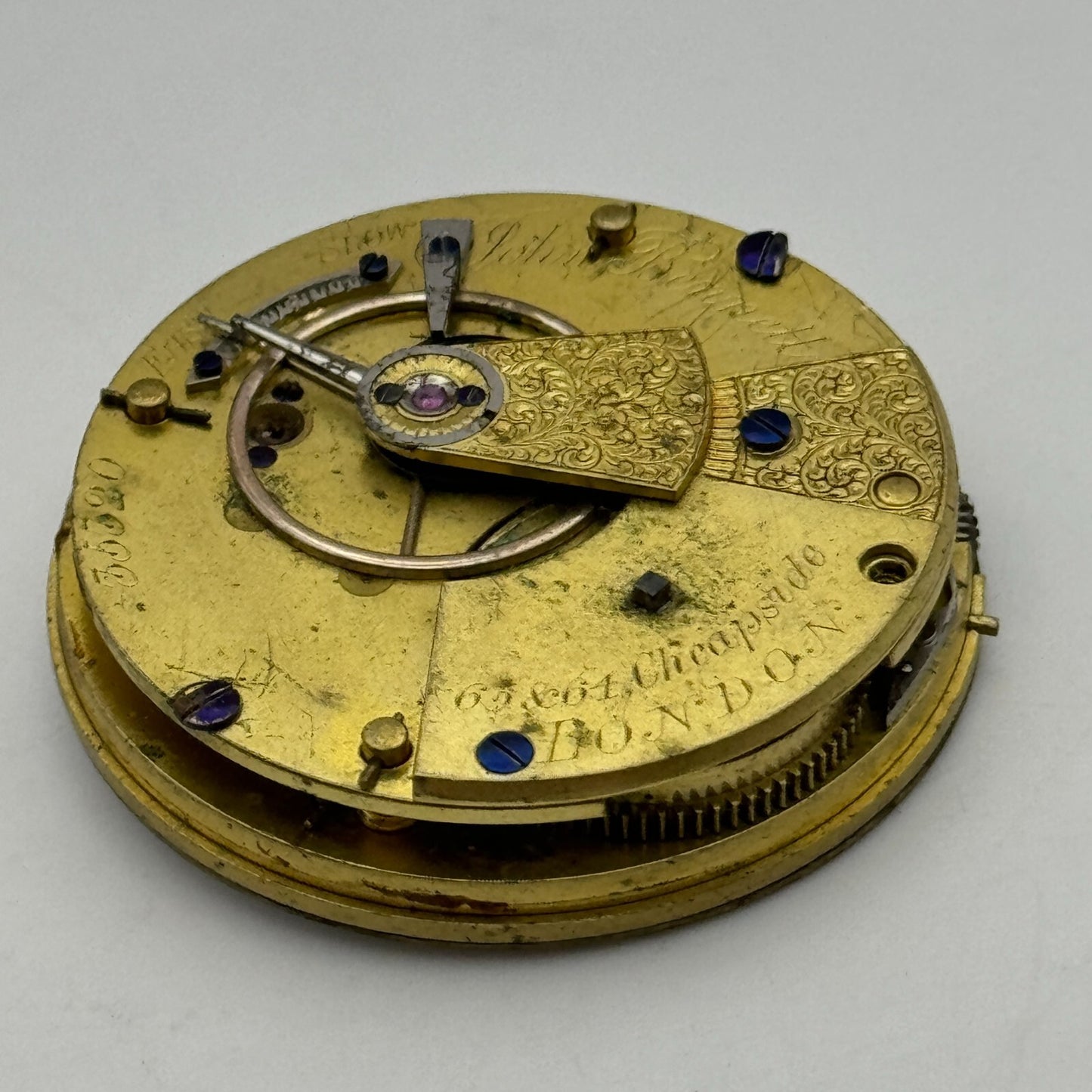 36mm John Bennett Cheapside London Antique Key Wound Pocket Watch Movement PARTS