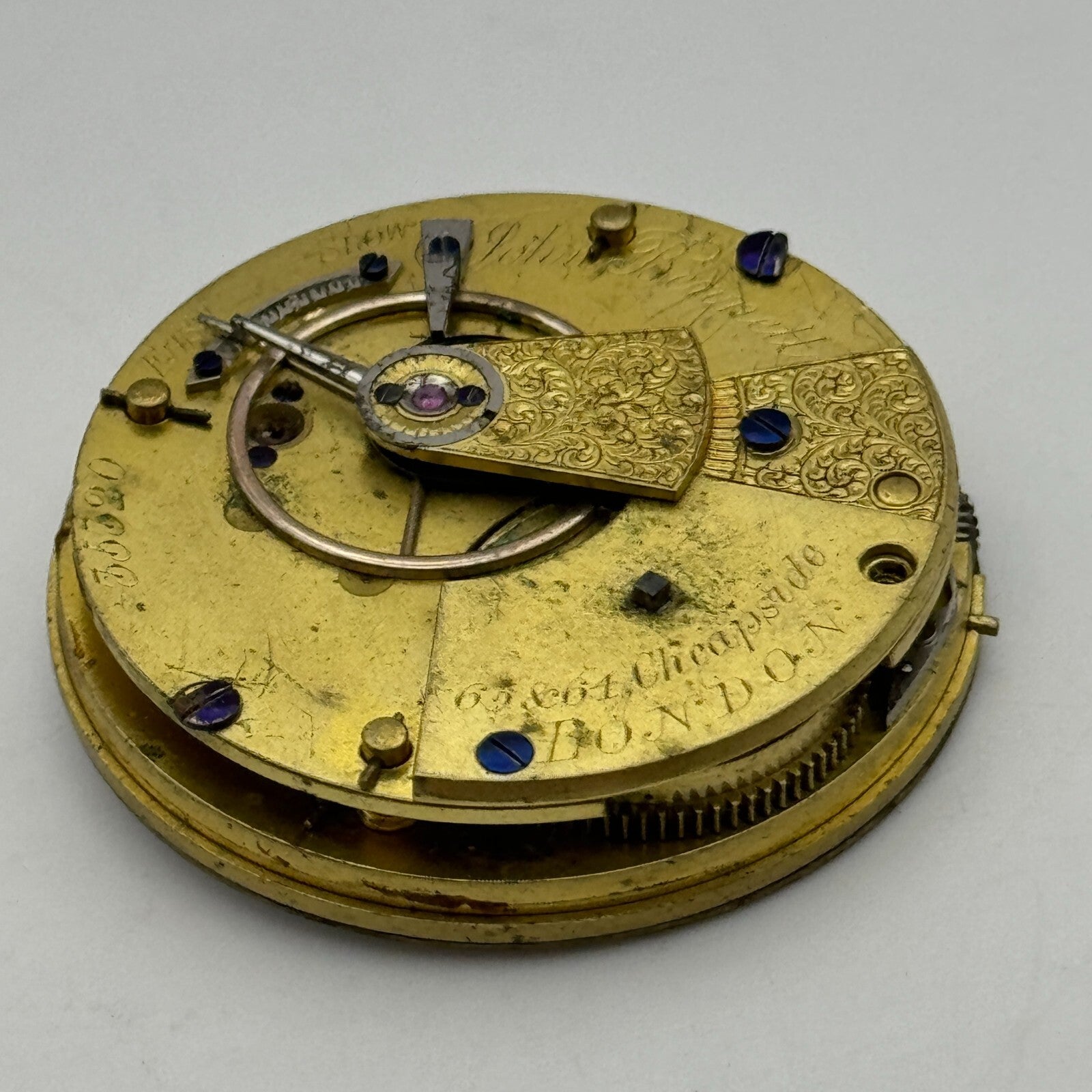 36mm John Bennett Cheapside London Antique Key Wound Pocket Watch Movement PARTS