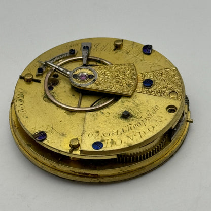 36mm John Bennett Cheapside London Antique Key Wound Pocket Watch Movement PARTS