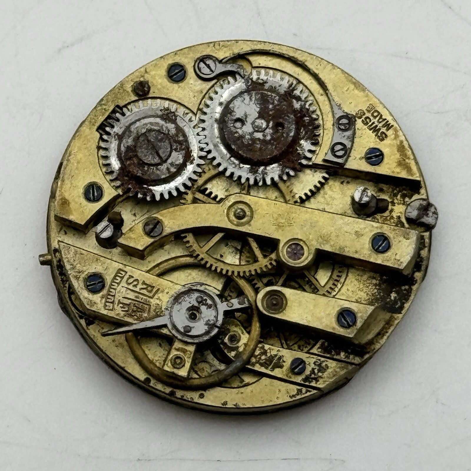 28.2mm Beautiful Gold Patterned Dial Cylinder Watch Movement For Parts Repair