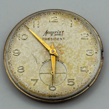 AS 1002 984 Watch Movement Accurist President Manual Wind Vintage Parts 29.7mm
