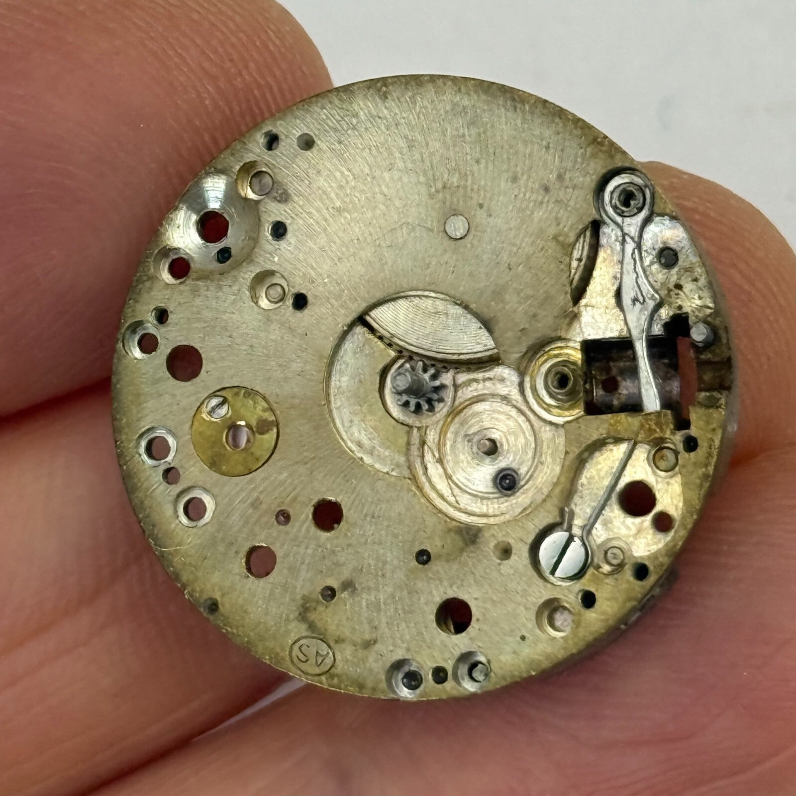 23.4mm Vintage Tegra AS A Schild Partial Manual Wind Watch Movement PARTS REPAIR
