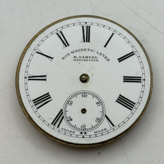 42.9mm H Samuel Non Magnetic Lever Pocket Watch Movement FOR PARTS
