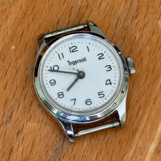 25mm Running Vintage Ingersoll White Dial Swiss Manual Wind Watch PARTS / REPAIR