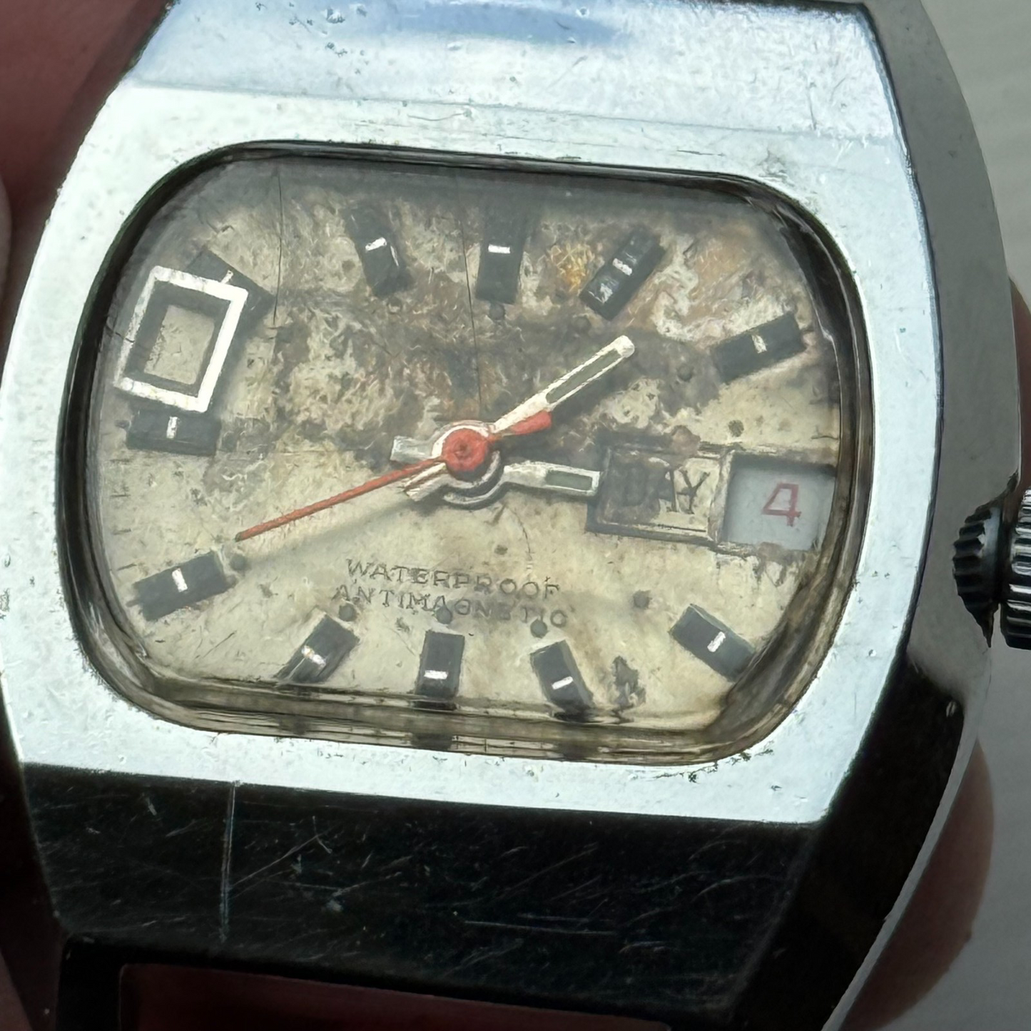 36mm Men's Vintage TV Shape Waterproof Date Swiss Manual Wind Watch PARTS REPAIR