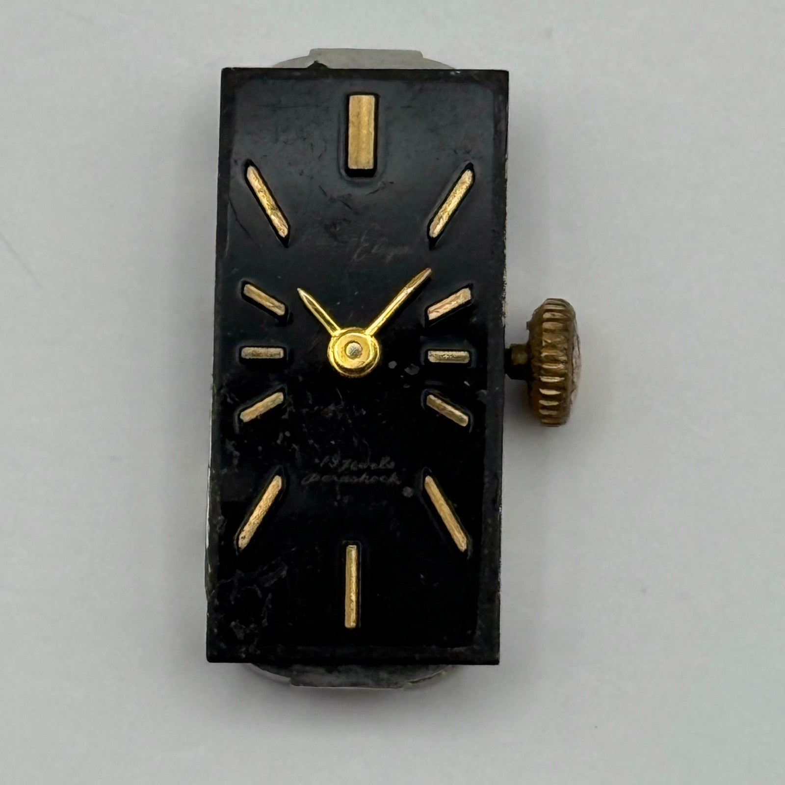 Citizen 9407 Parashock Baguette Watch Movement Manual Wind Vintage Parts 10.2mm