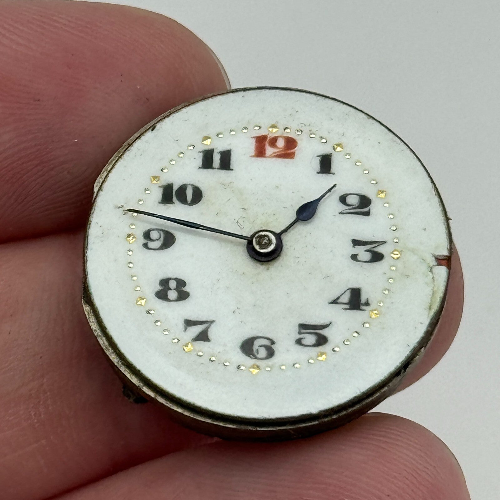 24.8mm Swiss Porcelain Dial Red 12 Trench Manual Wind Watch Movement PARTS