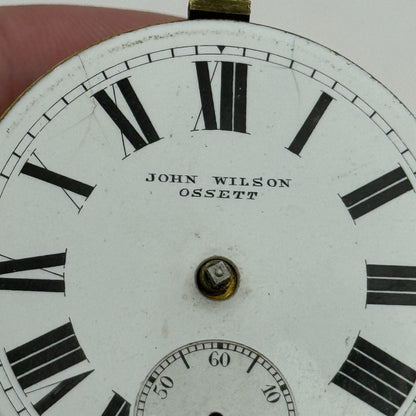 44.6mm Antique John Wilson Ossett Key Wound Pocket Watch Movement PARTS REPAIR