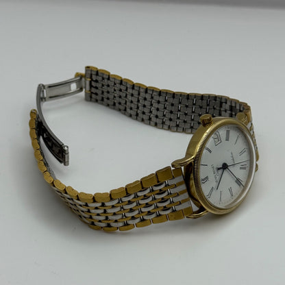 Jean Renet Carleton Watch Vintage Two Tone Bracelet Quartz Date Dial Swiss 33mm