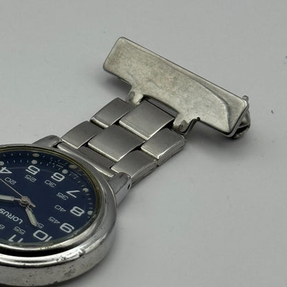 Lorus Quartz Fob Nurse Watch Blue Dial Stainless Steel Japan Working 29mm