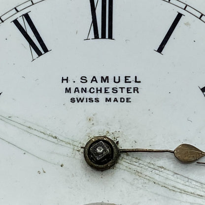 46.9mm Antique H Samuel Manchester Key Wound Swiss Pocket Watch Movement PARTS