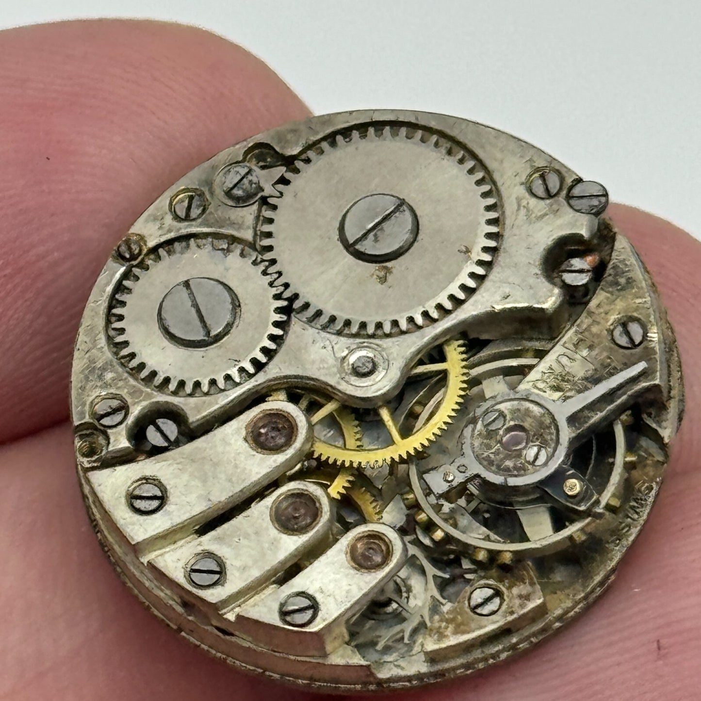 23.7mm Unidentified Porcelain Bullseye Dial Trench Watch Movement Manual Wind