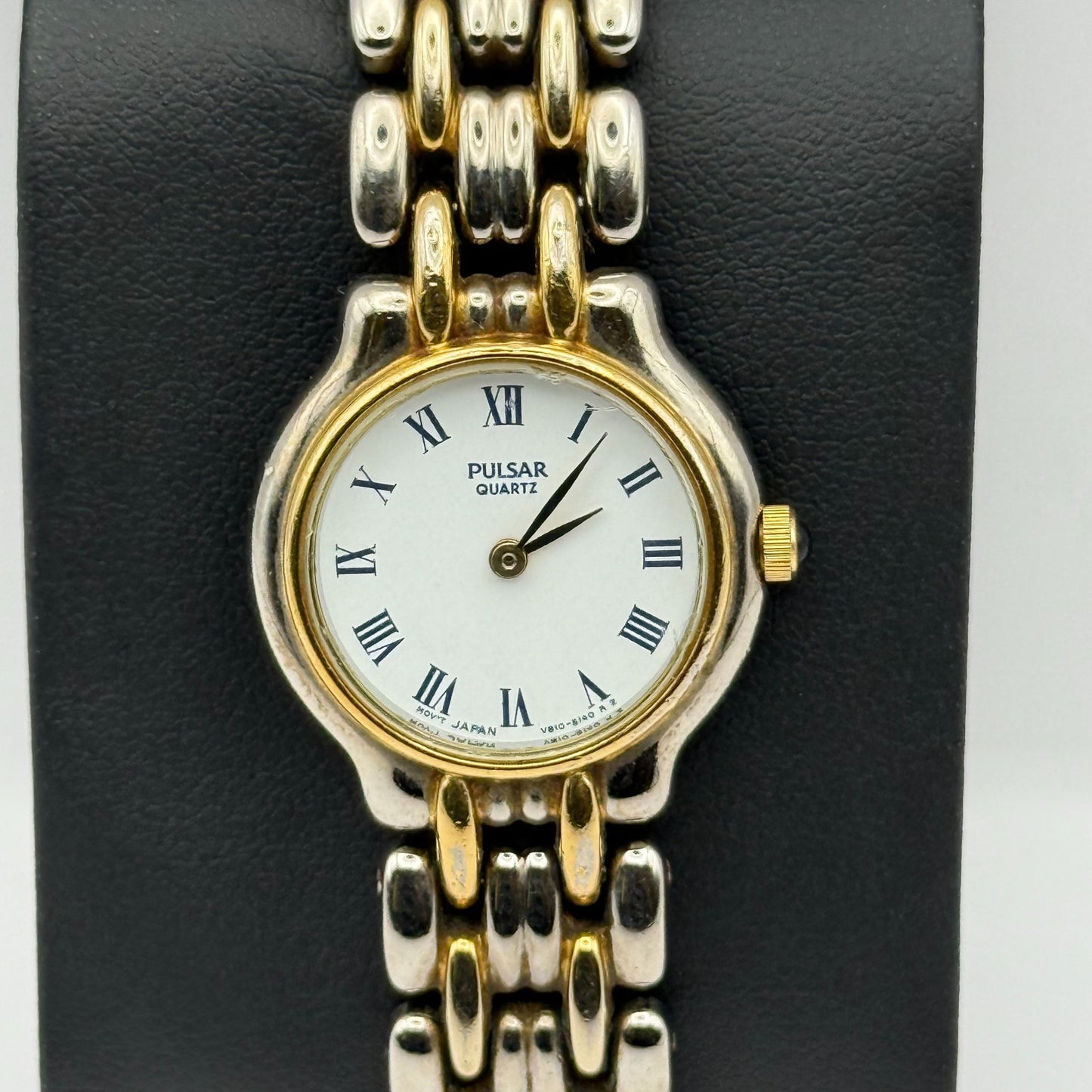 Pulsar Ladies Quartz Watch White Dial Two Tone Bracelet Japan Working 26mm