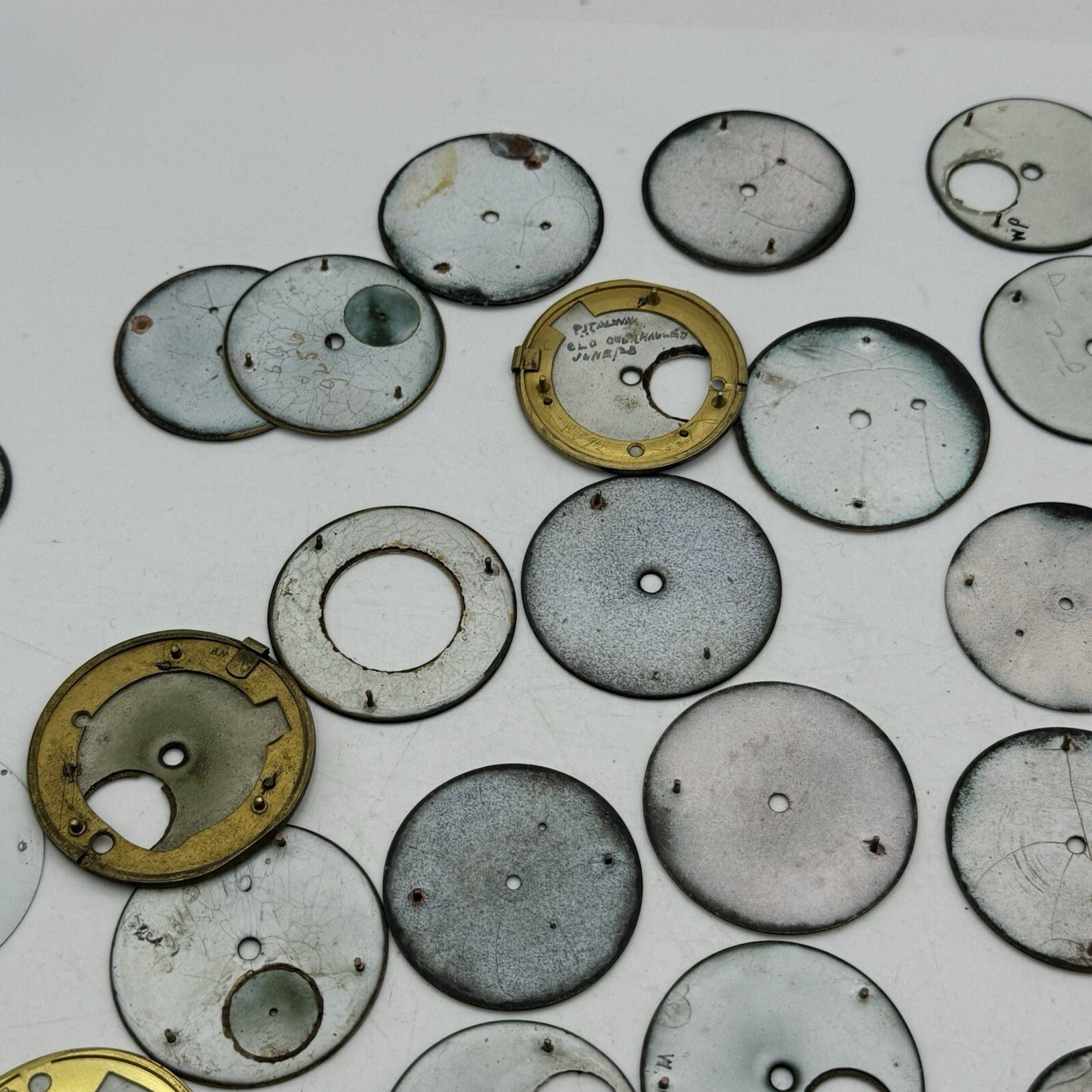 Large Job Lot Of 30- 40 X Pocket Watch Dials Only Spares / Repairs Watchmakers