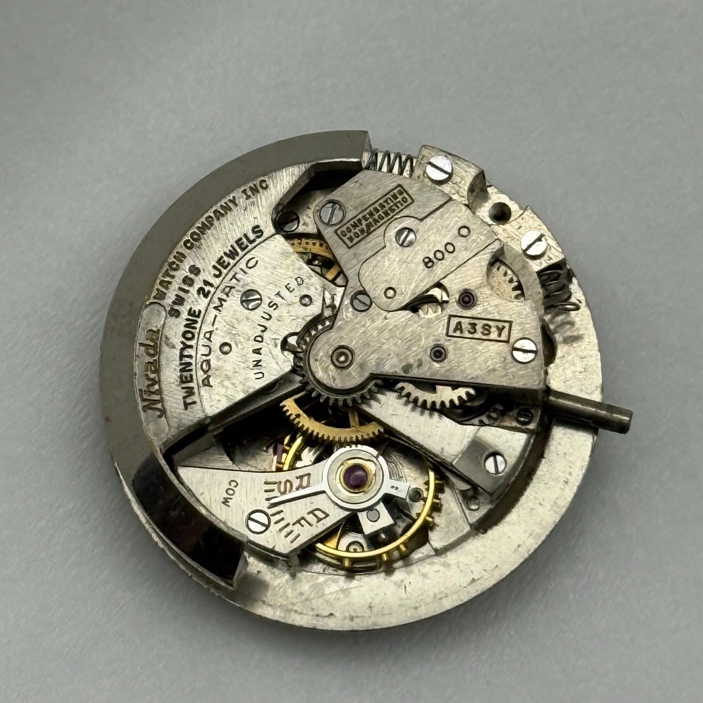 24.7mm Vintage Nivada Aquamatic 800 A3SY Automatic Bumper Watch Movement PARTS