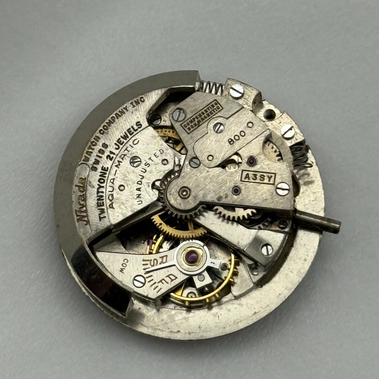 24.7mm Vintage Nivada Aquamatic 800 A3SY Automatic Bumper Watch Movement PARTS