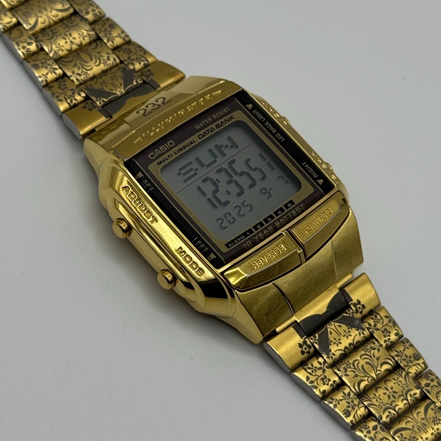 Casio Men’s Illuminator Quartz Watch Data Bank Dual Time Gold Tone Working 35mm