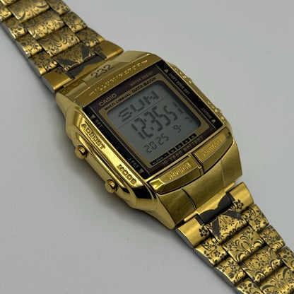 Casio Men’s Illuminator Quartz Watch Data Bank Dual Time Gold Tone Working 35mm