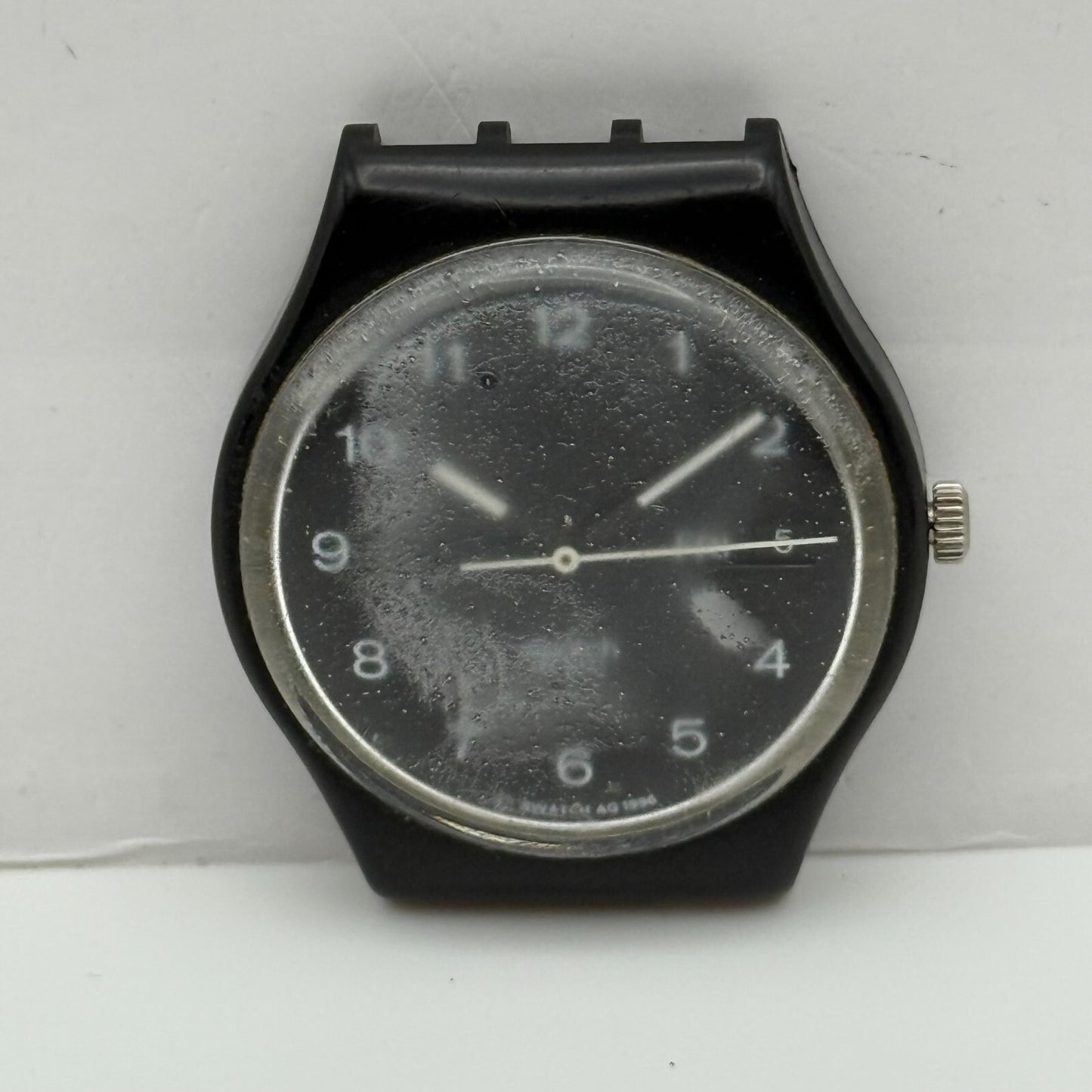 33mm Vintage 1996 Swatch Black Dial Plastic Quartz Watch UNTESTED PARTS REPAIR