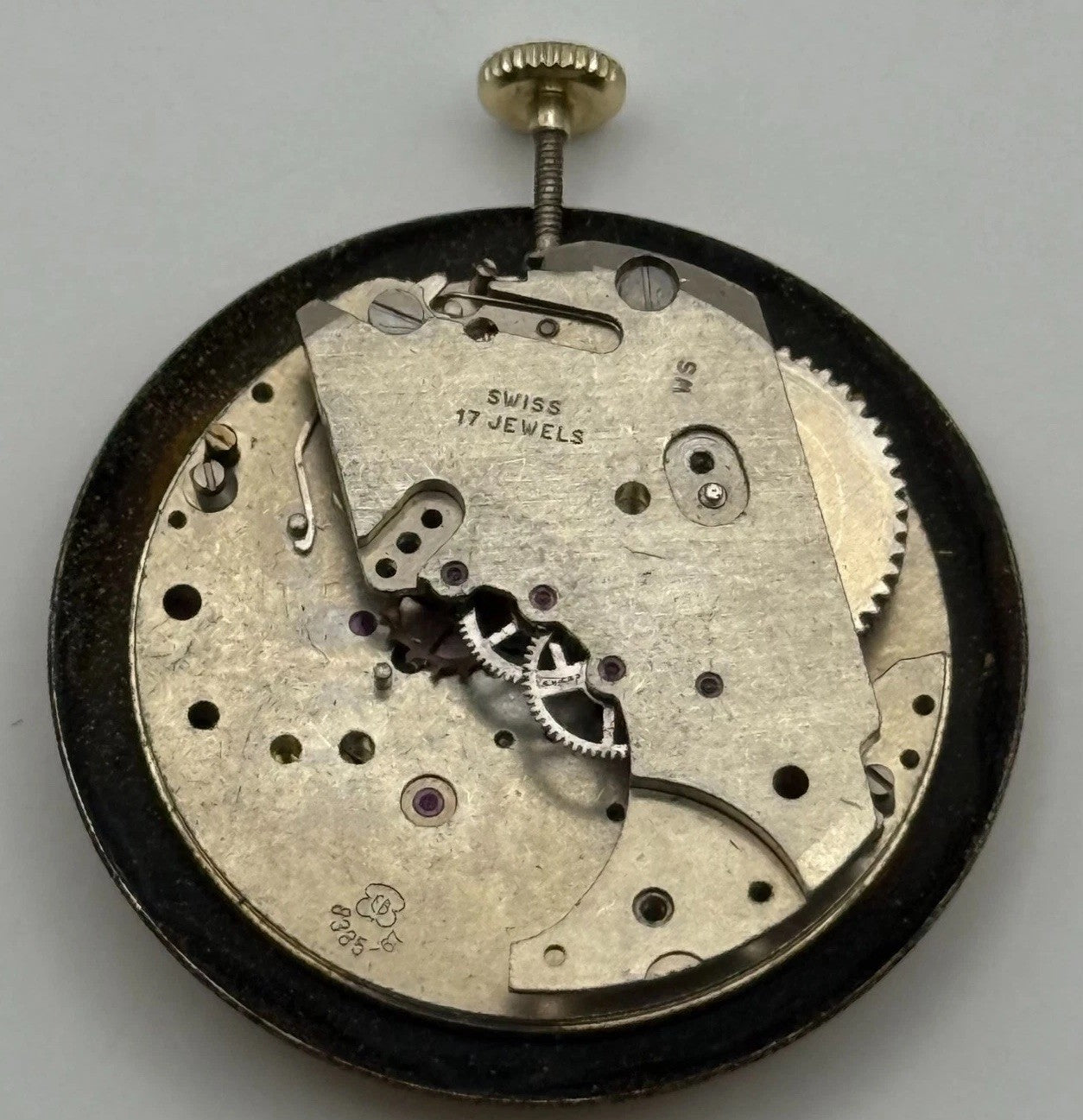 Inventic EB 8385-67 Watch Movement Manual Wind Vintage Swiss Parts Repair 22.2mm