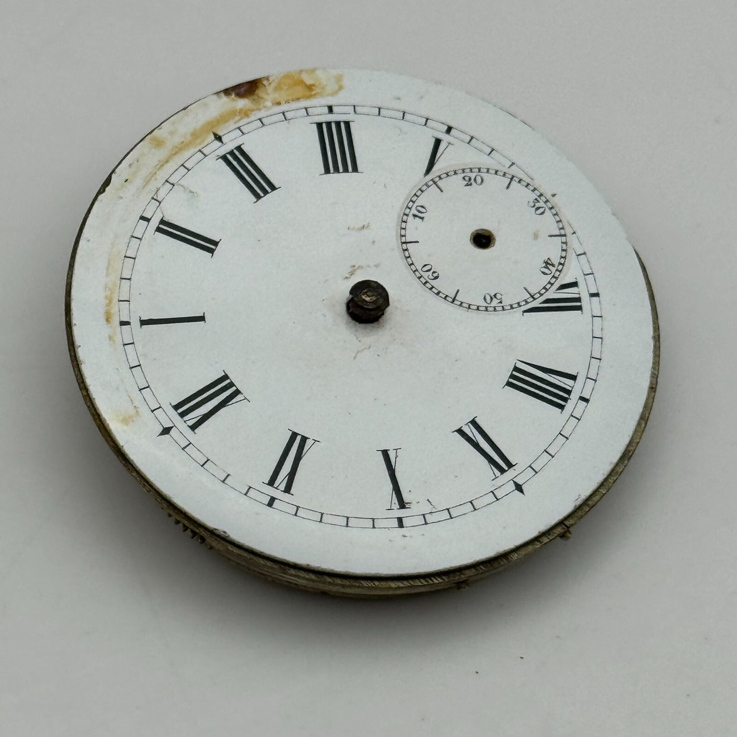 45mm Antique Unidentified Key Wound Partial Pocket Watch Movement PARTS REPAIR