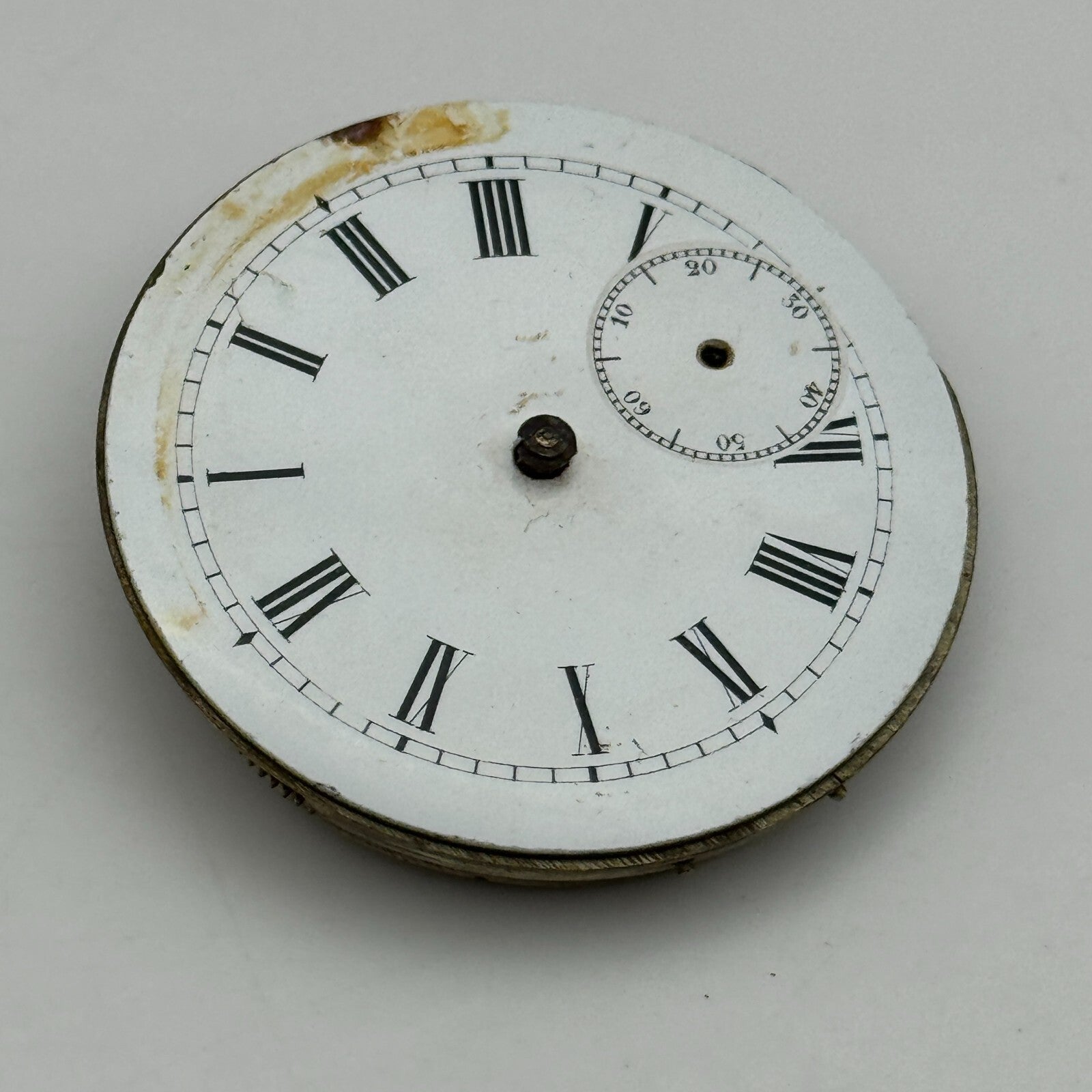 45mm Antique Unidentified Key Wound Partial Pocket Watch Movement PARTS REPAIR
