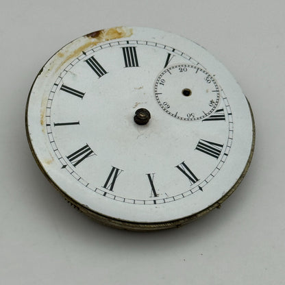 45mm Antique Unidentified Key Wound Partial Pocket Watch Movement PARTS REPAIR