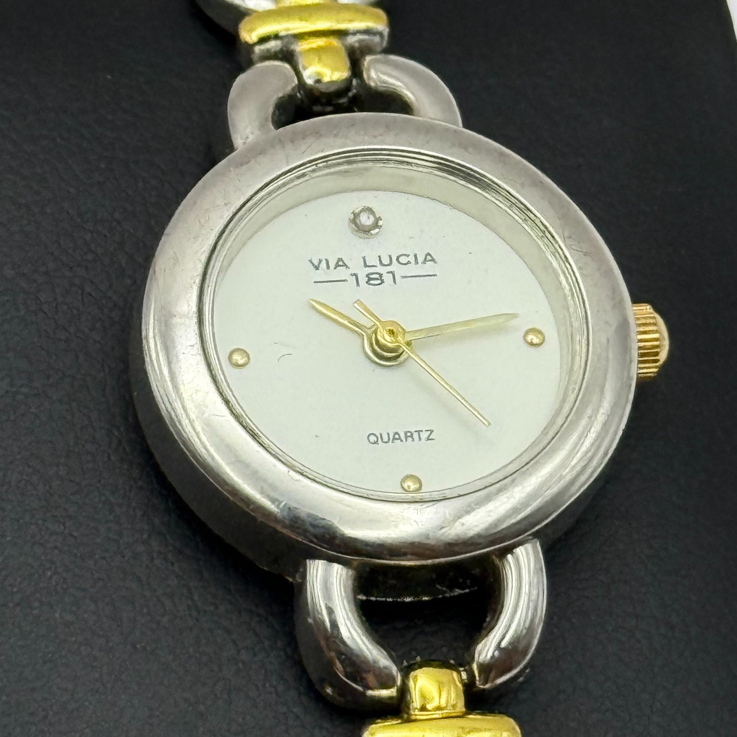 22mm Working Ladies Via Lucia 181 Two Tone Gold And Silver Quartz Watch 7 Inches
