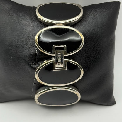 Next Ladies Quartz Watch Black Silver Tone Oval Bracelet Working 30mm 6 Inches