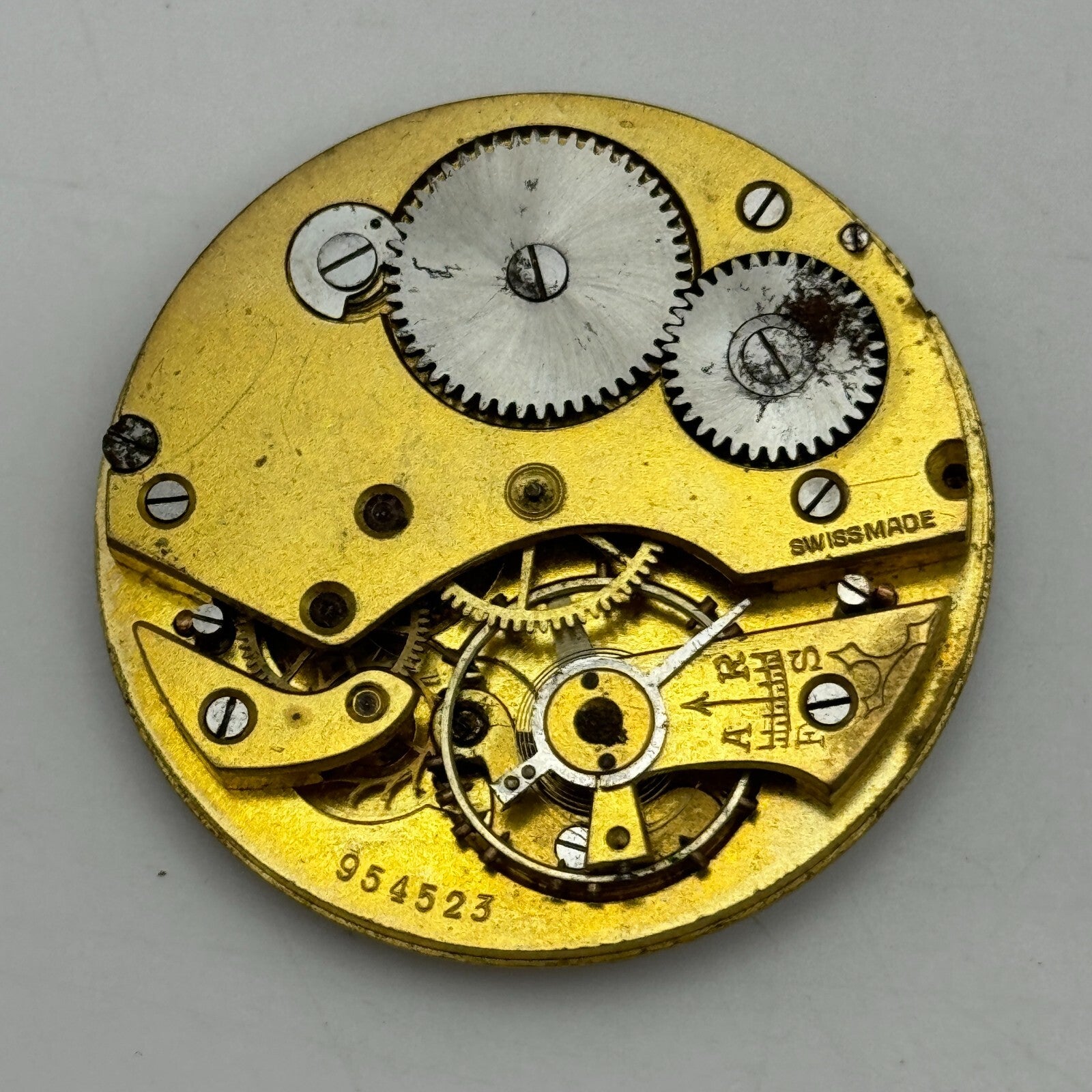 42.7mm Unidentified Swiss Sub Seconds Open Face Pocket Watch Movement PARTS