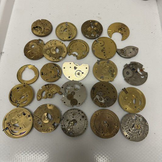 400 Grams Mixed Partial Pocket Watch Movements Watchmakers Job Lot Spares Parts