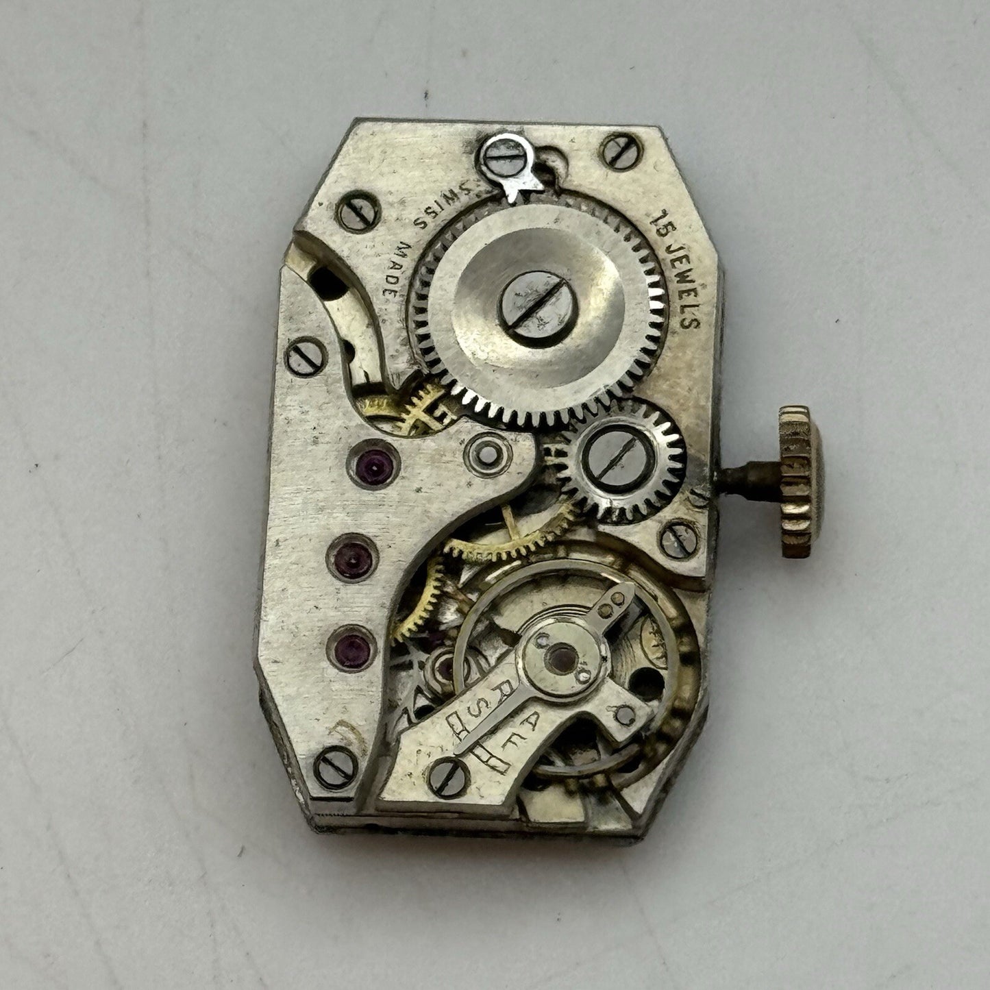 15.2mm Running Art Deco Cal 411 Tank Watch Movement Dial Hands Restoration