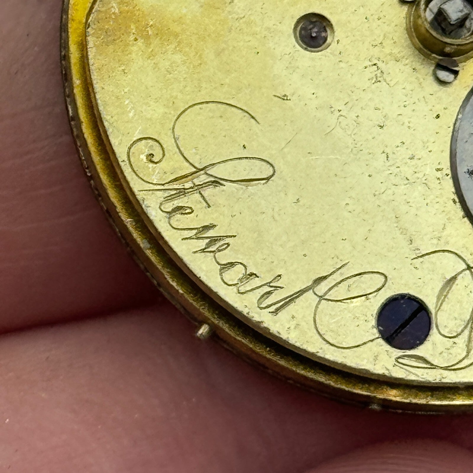 36.3mm Antique Stewart Dawson Co Liverpool Key Wound Pocket Watch Movement PARTS