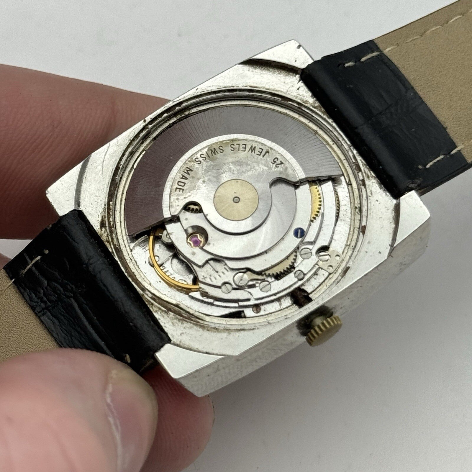 32mm Mens Avia Matic Automatic Sweep Seconds Square Watch FOR PARTS TO RESTORE