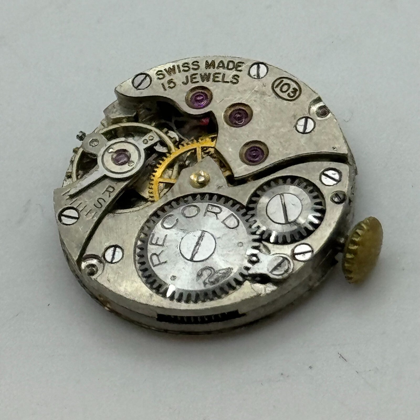 19.7mm Running H Samuel Record Cal 103 Manual Wind Watch Movement PARTS SPARES