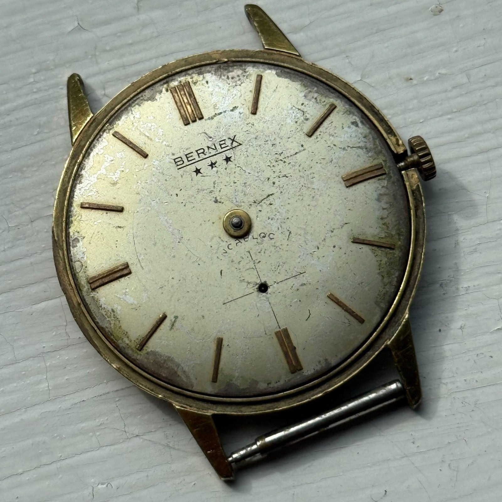 33mm Men's Vintage Bernex FHF 81 Running Swiss Manual Wind Watch PARTS REPAIR