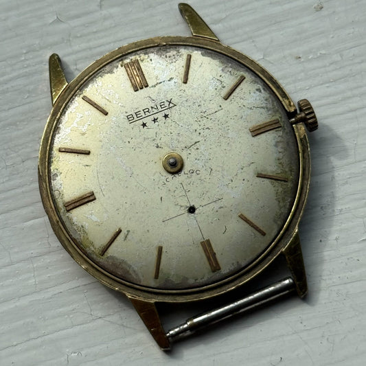 33mm Men's Vintage Bernex FHF 81 Running Swiss Manual Wind Watch PARTS REPAIR