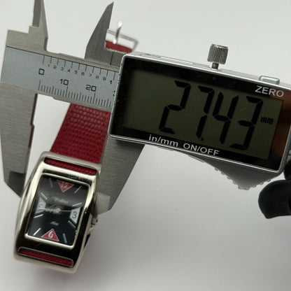 Armitron Now Ladies Quartz Watch Black Dial Red Leather Strap Japan Working 27mm