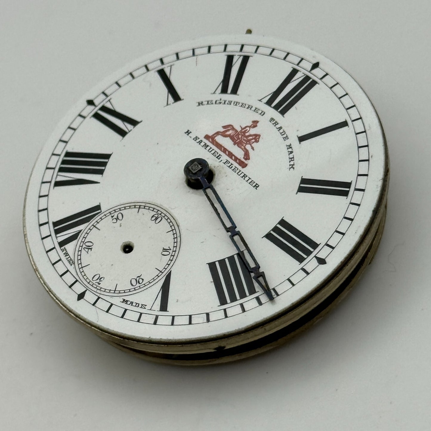 45.7mm Antique H Samuel Fleurier Key Wound Pocket Watch Movement PARTS REPAIR