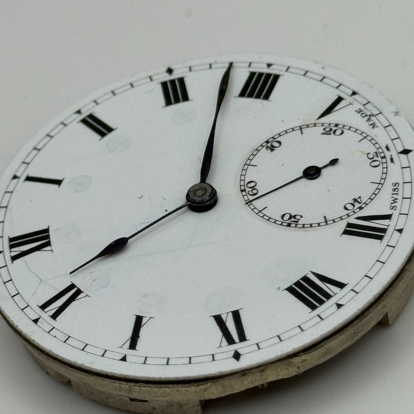 42.9mm Vintage 15 Jewels Swiss Hunter Pocket Watch Movement Dial And Hands PARTS