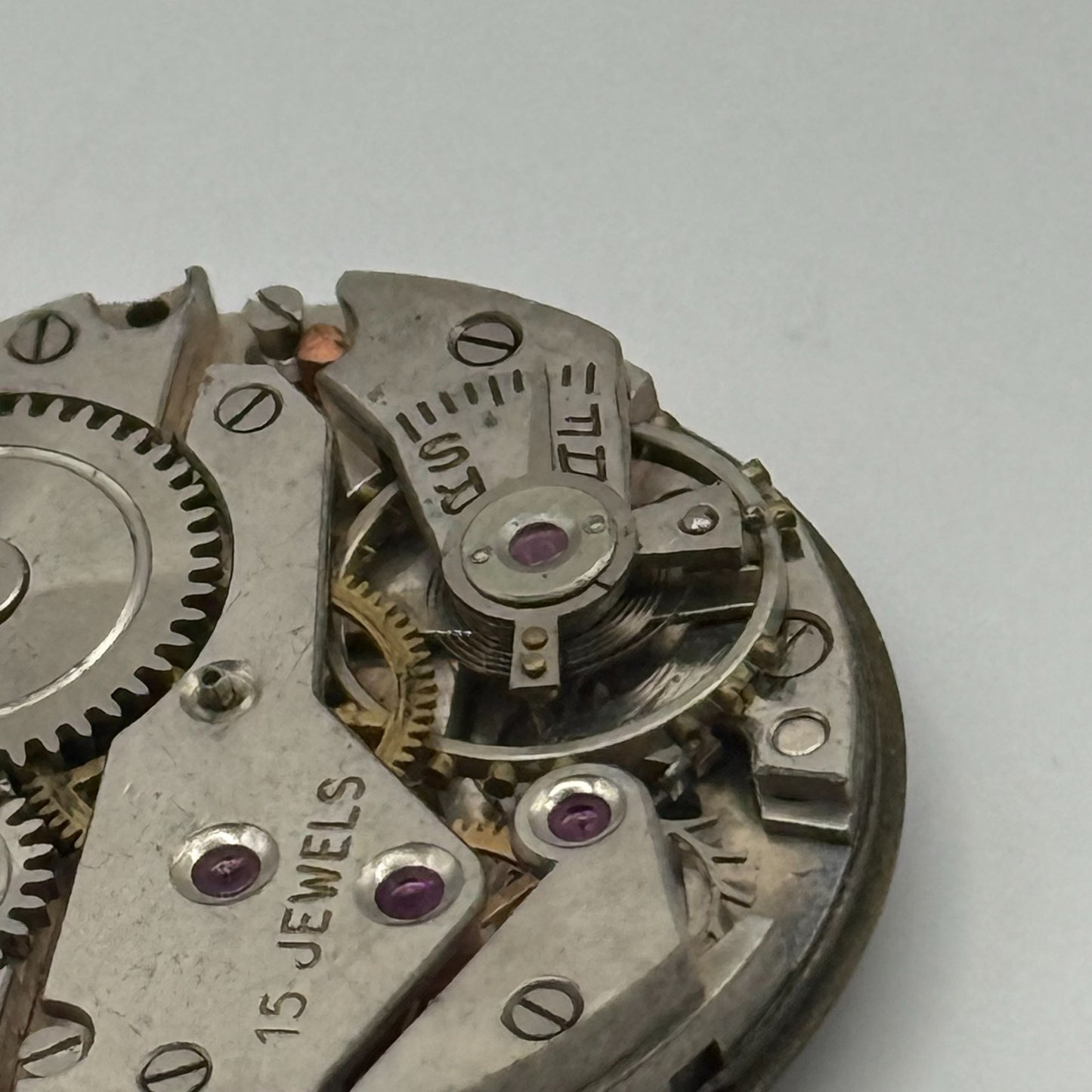 John Elkan Ltd London Watch Movement Manual Wind Vintage 15 Jewels Parts 24.4mm