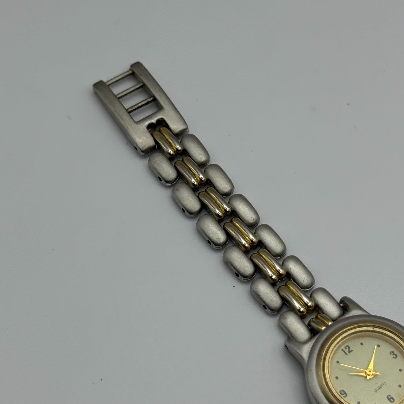25mm Working Ladies Yves Rocher Two Tone Quartz Bracelet Watch 6.5 Inches