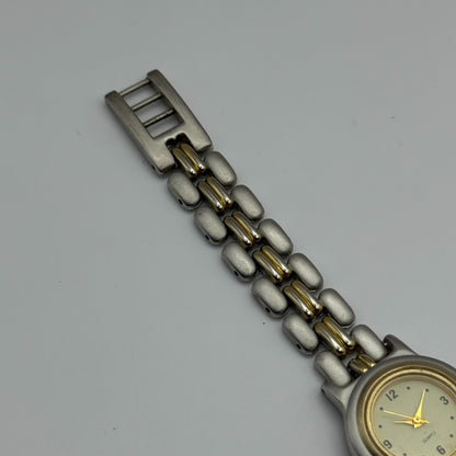 25mm Working Ladies Yves Rocher Two Tone Quartz Bracelet Watch 6.5 Inches