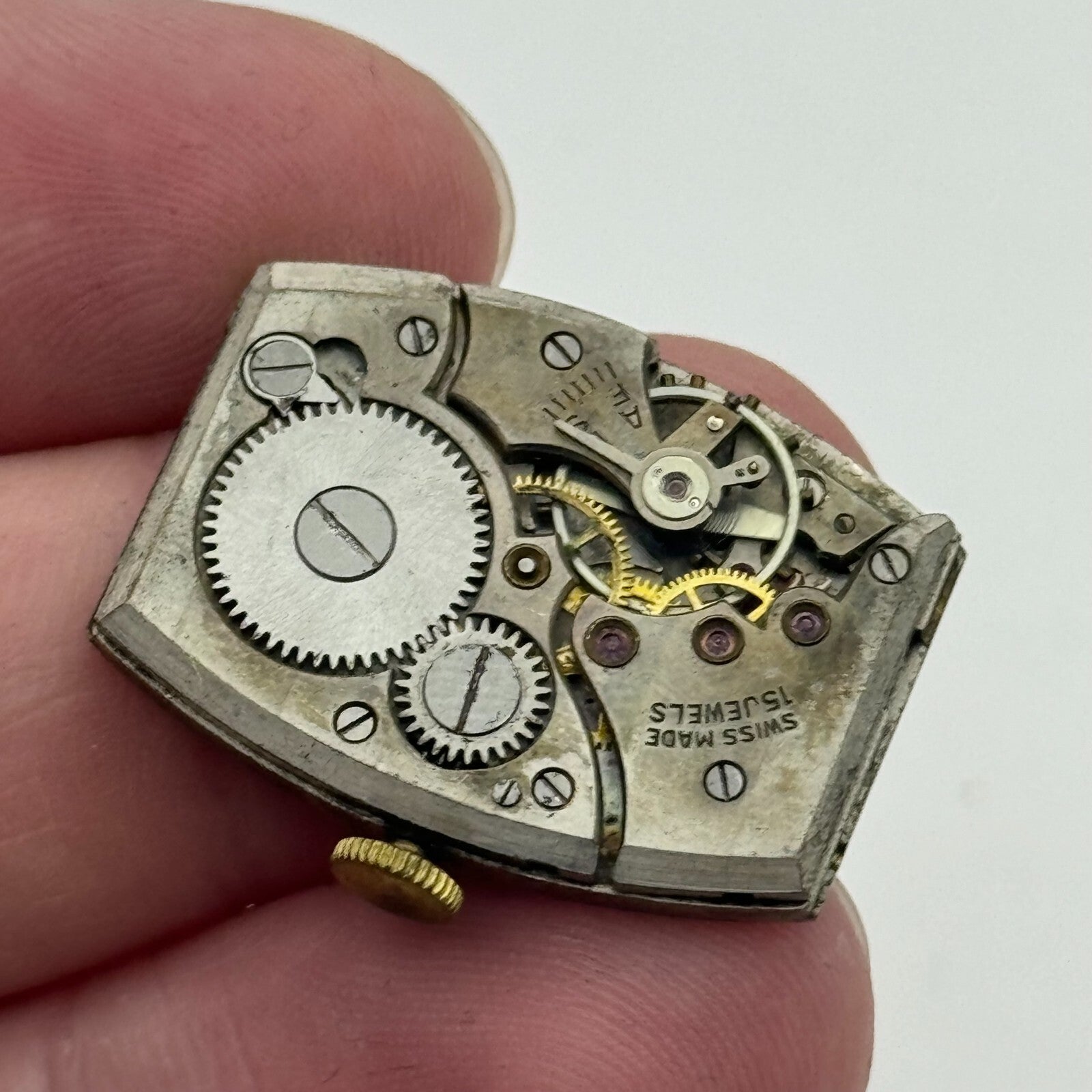 20mm Running Record RWT Tank Watch Movement Manual Wind 15 Jewels Swiss PARTS